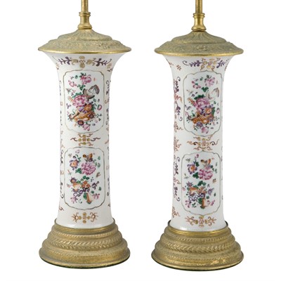 Lot 373 - Pair of Chinese Export Famille Rose Porcelain...