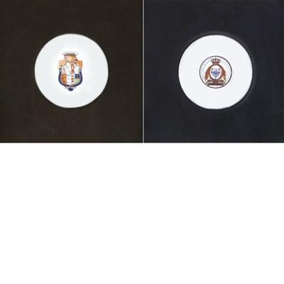 Lot 327 - Two Framed Chinese Export Armorial Porcelain...
