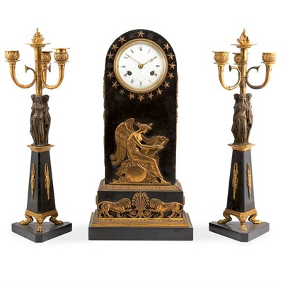Lot 513 - Empire Style Gilt-Bronze Mounted Marble Mantel...