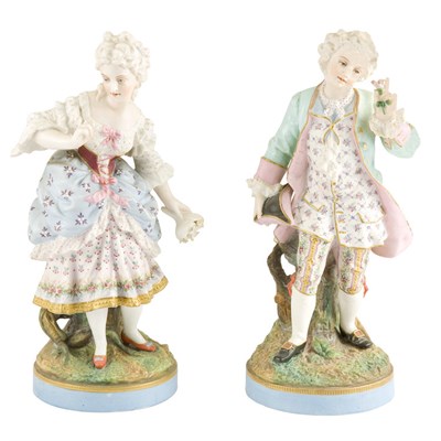 Lot 234 - Pair of Painted Bisque Porcelain Figures of a...