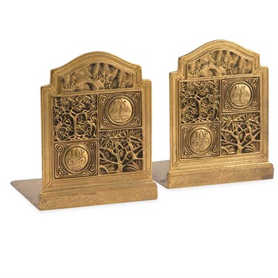 Lot 325 - Pair of Tiffany Studios Gilt-Bronze Bookends...