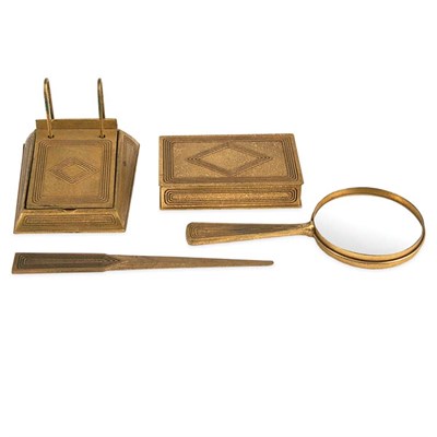 Lot 327 - Group of Tiffany Studios Gilt-Bronze Desk...