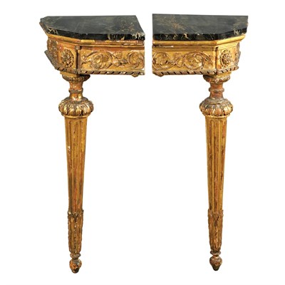 Lot 222 - Pair of Italian Neoclassical Gilt-Wood Corner...