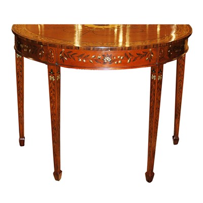 Lot 139 - George III Style Painted and Inlaid Satinwood...
