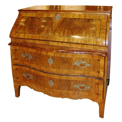 Lot 433 - Italian Walnut Slant Front Desk Height 40...