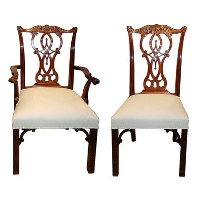 Lot 390 - Set of Twelve Chinese Chippendale Style...