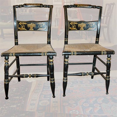 Lot 206A - Set of Five Painted and Decorated Fancy Chairs...