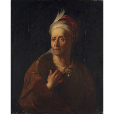 Lot 15 - Balthazar Denner German, 1685-1749 A Magus Oil...