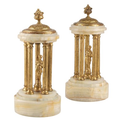 Lot 381 - Pair of Neoclassical Style Gilt-Metal and Onyx...