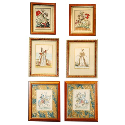 Lot 368 - Three Pairs of Victorian Style Prints Height...
