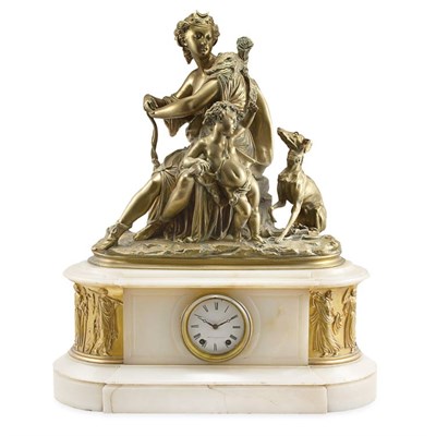 Lot 228 - Neoclassical Style Gilt-Metal and Onyx Mantel...