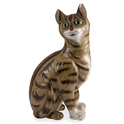 Lot 392 - Galle Painted Faience Figure of a Cat Modeled...