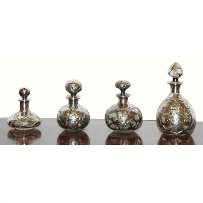 Lot 279 - Group of Six Small Silver Overlay Glass...