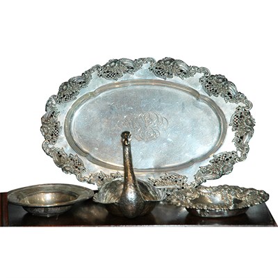 Lot 339 - Group of Four Silver Trays Length of longest...