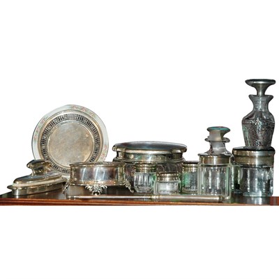 Lot 240 - Group of Silver, Enamel and Glass Vanity...