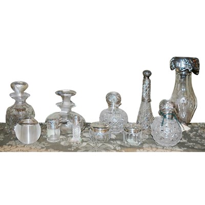 Lot 349 - Group of Eleven Silver Mounted Glass Vanity...