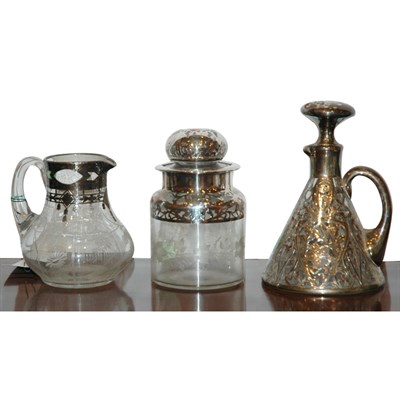 Lot 278 - Group of Silver Overlay Glass Table Articles...