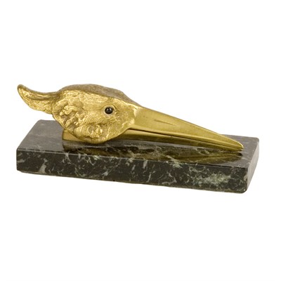 Lot 616 - Gilt-Metal and Marble Bird Head Form Paper...