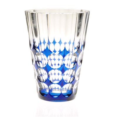 Lot 558 - Val St. Lambert Cobalt Cut to Clear Glass Vase...