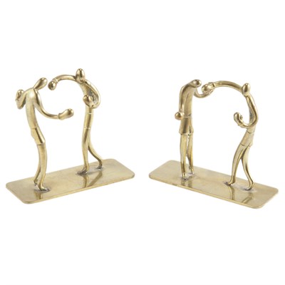 Lot 596 - Pair of Brass Boxing Figural Groups Height 3...