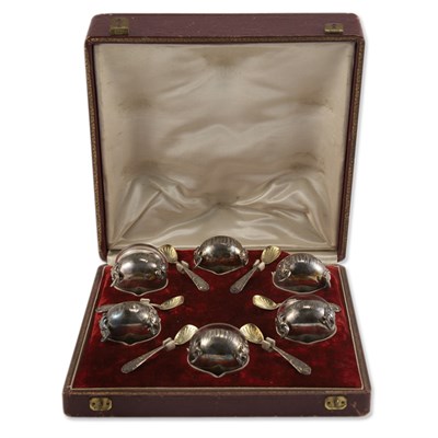 Lot 527 - Set of Six Continental Silver Gilt Salts and...