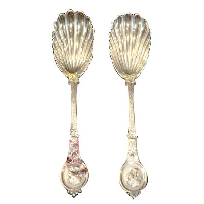 Lot 549 - Pair of Parcel Gilt Coin Silver Salad Servers...