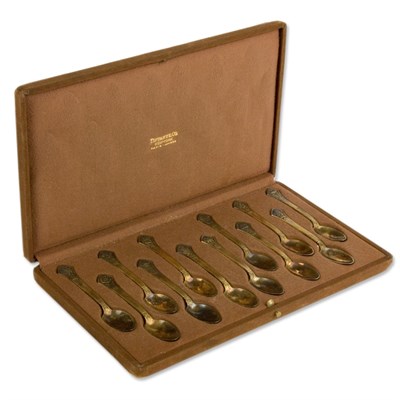 Lot 528 - Set of Twelve Tiffany & Co. Silver Gilt Coffee...