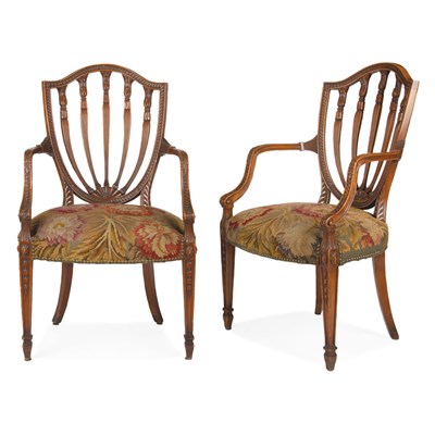 Lot 352 - Pair of George III Style Mahogany Shield Back...