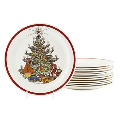 Lot 569 - Set of Twelve Christmas Decorated Porcelain...
