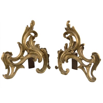 Lot 620 - Pair of Rococo Style Gilt-Bronze Chenets...