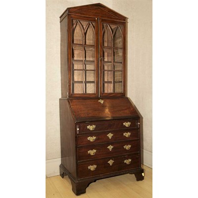Lot 183 - George III Mahogany Bureau Bookcase Height 6...