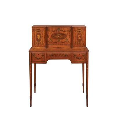 Lot 395 - Edwardian Painted Satinwood Bonheur du Jour...