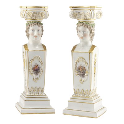 Lot 577 - Two German Figural Porcelain Candlesticks...