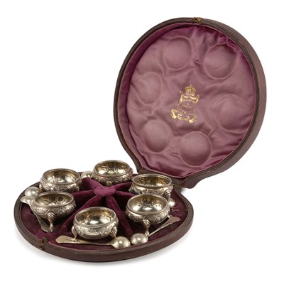 Lot 529 - Set of Six Sheffield Silver Salts and Five...