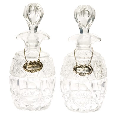 Lot 547 - Pair of Cut Glass Decanters Height 10 3/4 inches.