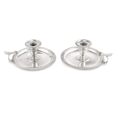 Lot 522 - Pair of Georgian Style Silver Tapperstick...
