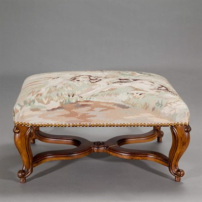 Lot 409 - Continental Rococo Style Walnut Needlepoint...