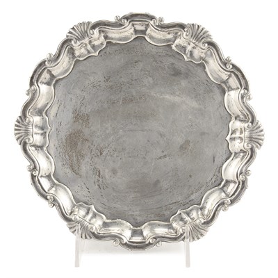 Lot 553 - English Silver Shell Molded Salver...