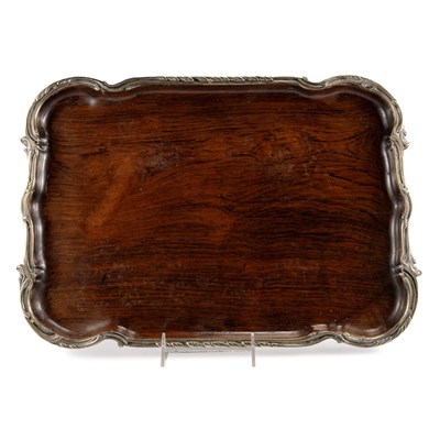 Lot 627 - Silver Plate Mounted Mahogany Tray Length 17...