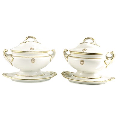 Lot 611 - Pair of Davenport Porcelain Covered Sauce...