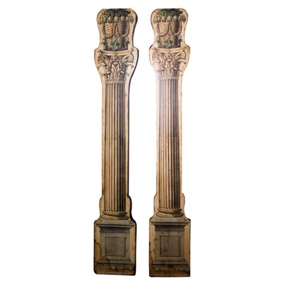 Lot 92 - Pair of Neoclassical Style Decoupage Pilasters...