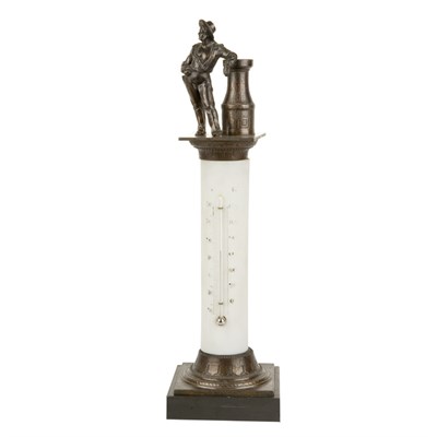 Lot 167 - German Bronze and Frosted Glass Thermometer...