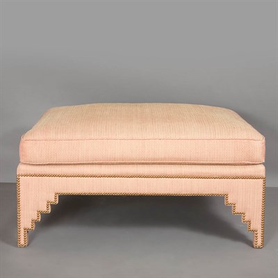 Lot 297 - Custom Made Upholstered Nailhead Trim Ottoman...