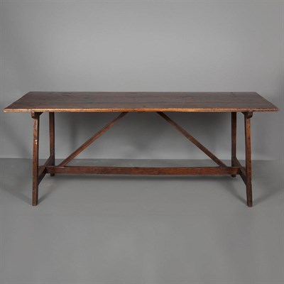 Lot 423 - Continental Provincial Walnut Trestle Table...