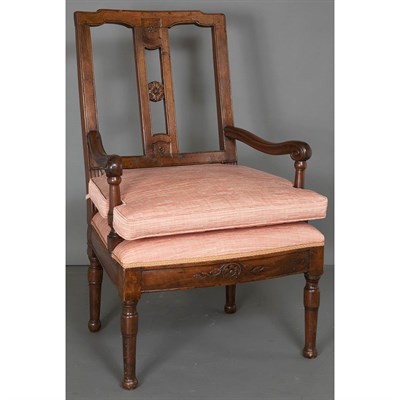 Lot 158 - Italian Neoclassical Walnut Open Armchair 19th...