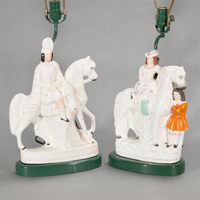 Lot 408 - Two Staffordshire Pottery Equestrian Groups...