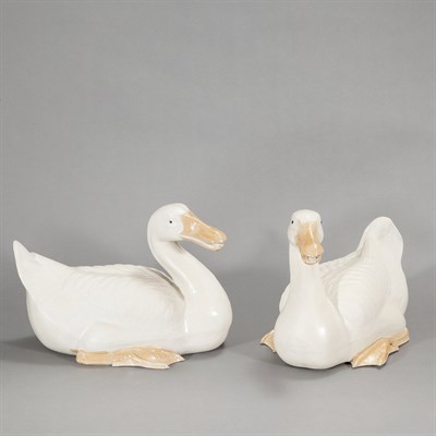 Lot 568 - Pair of Asian Porcelain Figures of Ducks...