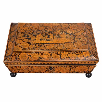 Lot 453 - Regency Penwork Box 19th Century Height 4...