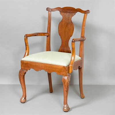 Lot 443 - Provincial George III Mahogany Open Armchair...