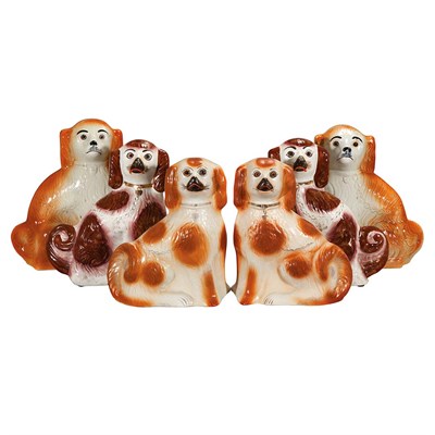 Lot 536 - Three Pairs of Staffordshire Brown and White...